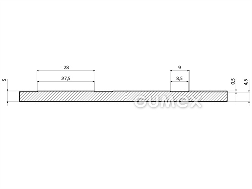 Gummiboden METRO, 5mm, Breite 1450mm, 75°ShA, NBR-SBR, fläche Noppen, -20°C/+60°C, schwarz, 